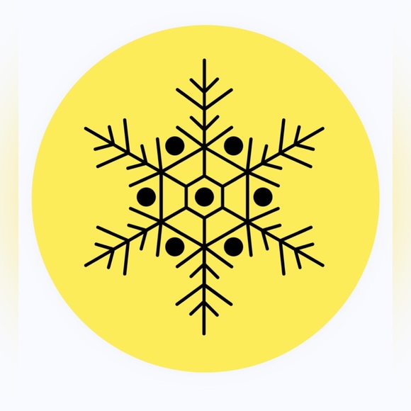 30 SHIPPING STICKERS - 2” ROUND - SNOWFLAKE - YELLOW - Picture 1 of 3